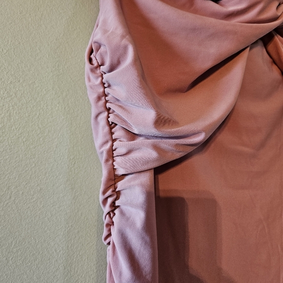Club L London Pink Maternity Bardot Knot Ruched Cocktail Midi Dress Size US 10. - Picture 11 of 12